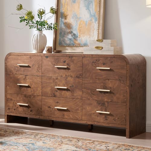 Curved Drawer Dresser for Bedroom with 9 Drawers, 63'' Wide Chest of Drawer, view 2