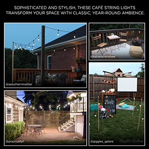 Classic Warm White String Lights, 48ft Black Cord, 24 Shatterproof Acrylic Bulbs, view 7