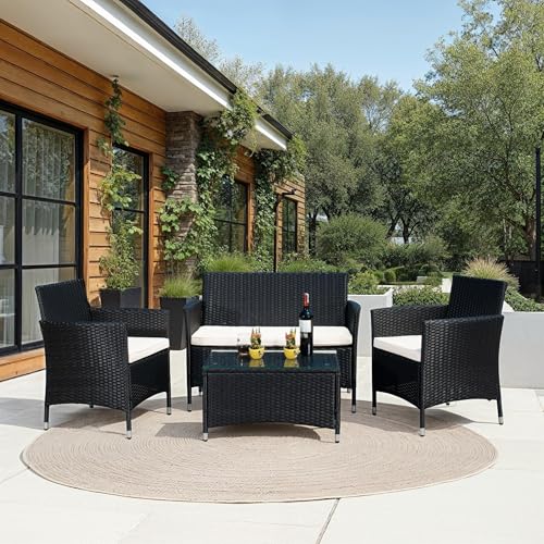 Bandele Black and Beige Outdoor Sofa Set, view 3