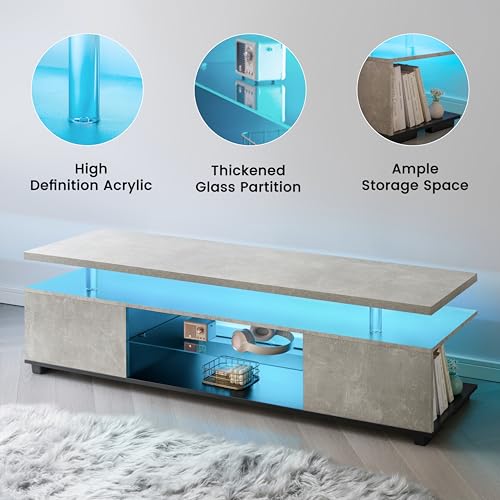 TV Stand for 70 Inch TV LED Gaming Entertainment Center Media Storage Console Table with Large Side Cabinet for Living Room Gray