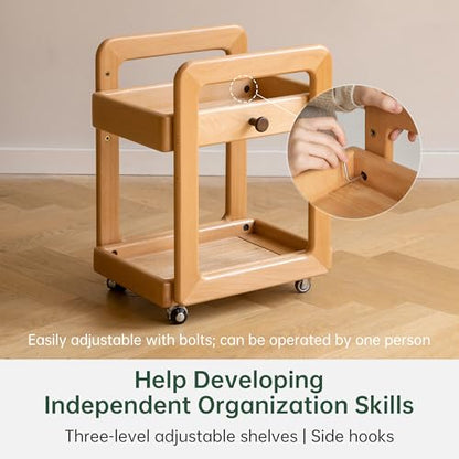 2-Tier Small Rolling Bookshelf Cart with Wheels, view 5
