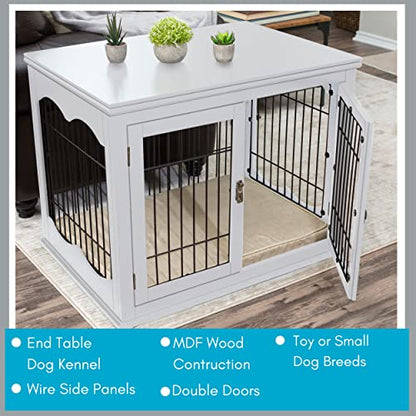Decorative Dog Kennel with Pet Bed, Small Indoor Pet Crate, Double Door Design, view 3