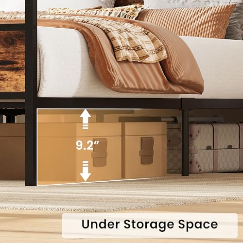 Canopy Bed Frame Queen with Storage Headboard & Charging Station, view 5