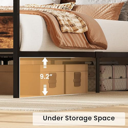 Canopy Bed Frame Queen with Storage Headboard & Charging Station, view 5