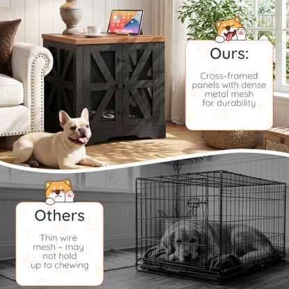 Dog Crate Furniture for Small to Medium Dogs, Dog Kennel Indoor with Barn Doors, view 6