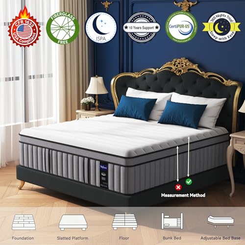 Upgraded Luxury 14 Inch King Size Hybrid Mattress in a Box, Firm Feel, view 8