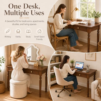 Walnut Writing Desks with Drawers, 47" French Country Style, view 7
