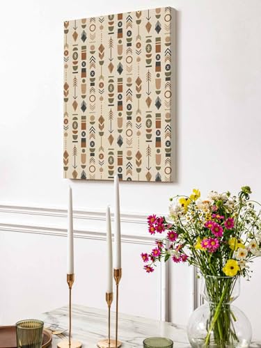 NuYeBiofx Rustic Aztec Pattern Canvas Wall Art Prints,40"x28" Framed Picture Artwork Southwestern Geometric Seamless Art Printed Canvas Oil Painting for Living Room Bedroom Office,Ready to Hang