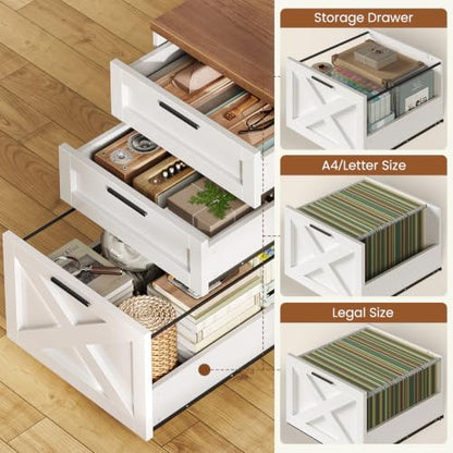 55.1" Farmhouse Desk with Hutch & 3 Storage Drawers, view 4