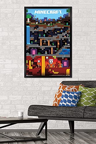 Minecraft - Worldly Wall Poster, 22.375" x 34", Black Framed Version