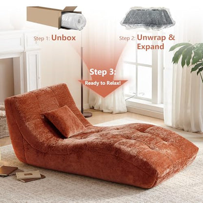 Chaise Lounge Chair with Curved Back, Modern Upholstered Recliner Sofa, view 4