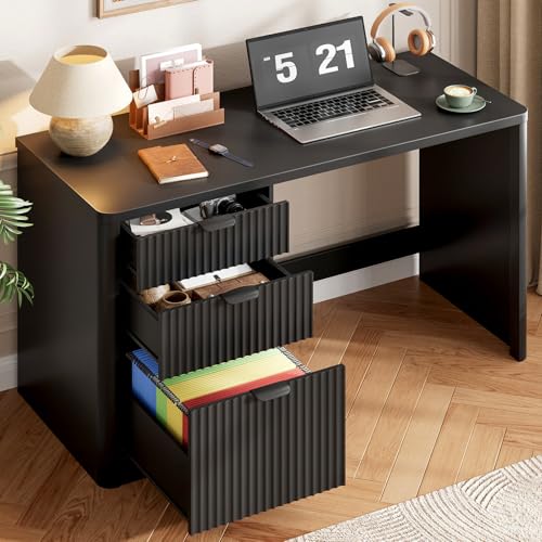 Farmhouse 47" Executive Desk with 3 Drawers, Pure Black, view 6