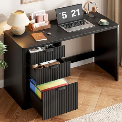 Farmhouse 47" Executive Desk with 3 Drawers, Pure Black, view 6