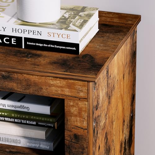 TV Stand with Power Outlet for TVs up to 75 inch, Television Stands with 6 Open Shelves and Media Storage, Entertainment Center TV Console for Living Room
