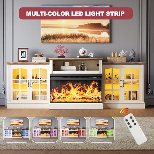 97'' Fireplace TV Stand with 3-Sided Electric Fireplace up to 100" TV, view 5