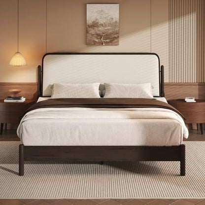 Queen Bed Frame with Upholstered Headboard, view 2