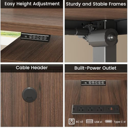L Shaped Electric Executive Standing Desk with Drawers & AC/USB, view 6