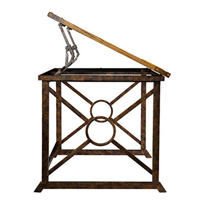 Knightley Tilt Top Drafting Table - 51.5 inch Wide - Oak Wood Finish w/ Antique Brass, Brown