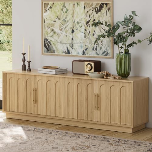67" Mid Century Modern TV Stand for 75 Inch TV Living Room, Oak, view 2