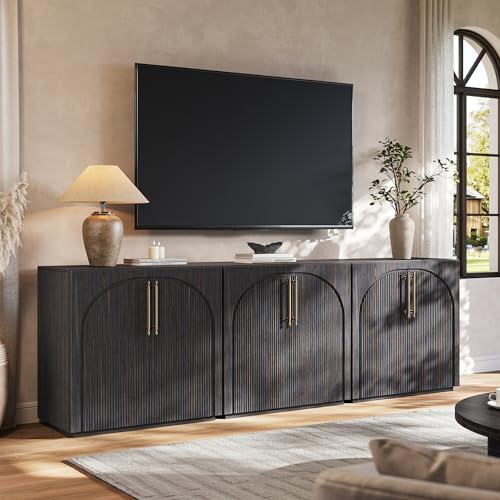 Sideboard Buffet Cabinet with Storage,Credenza with Fluted Doors, view 2