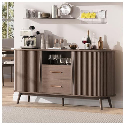 Walnut Sideboard Buffet Cabinet with Storage for Dining Room，63", view 2