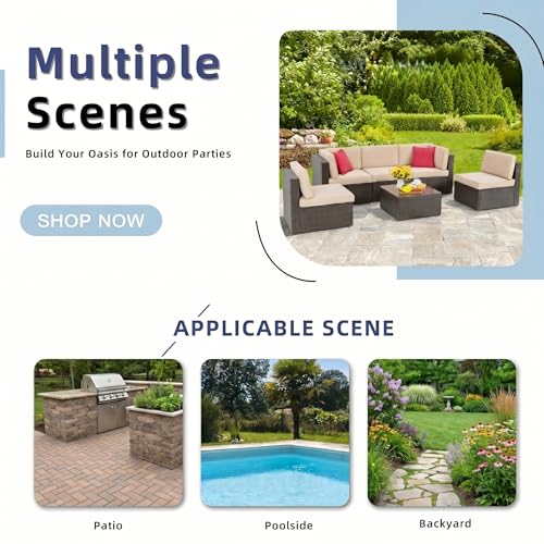 6 Pieces Patio Furniture Set, Outdoor Sectional Patio Sofa Couch, view 7