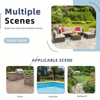 6 Pieces Patio Furniture Set, Outdoor Sectional Patio Sofa Couch, view 7