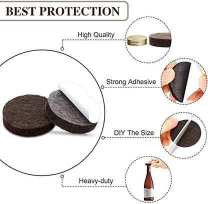 Felt Furniture Pads -56 Pcs(1+2)” Premium Felt Pads for Chair Legs Furniture, Floor Protectors for Hardwood Floors,Brown
