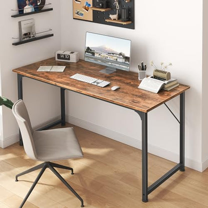 Computer Desk, 48 Inch Office Desk, Gaming Desk with Storage, Writing Desk Work Desk for Home Office, Study, Modern Simple Desk, Large Legroom, Metal Frame, Rustic Brown