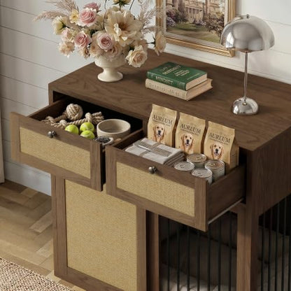 Wooden Dog Crate Furniture, Right Unit, 40 Inch, Dark Oak, view 3