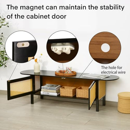 Bamboo TV Stand for TVs up to 65", Accent Entertainment Center with Storage, view 7