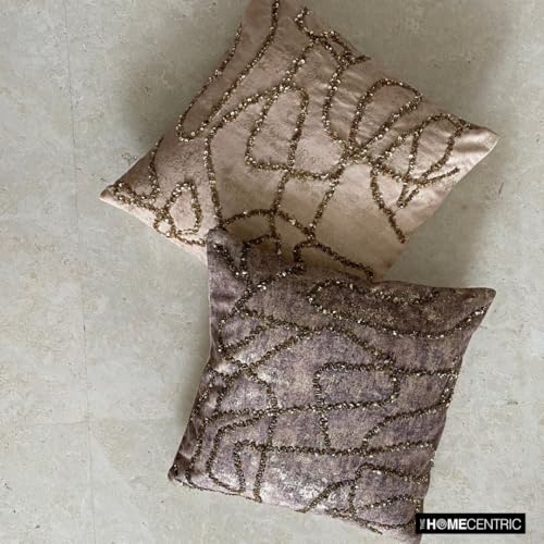 Decorative Throw Pillow Covers Gold 22"x22" (55x55 cm) Jacquard Foil, Bead, Sequins, Hand Embroidery Outdoor Furniture Cushion Cover, Abstract Modern Style - Old World Gold