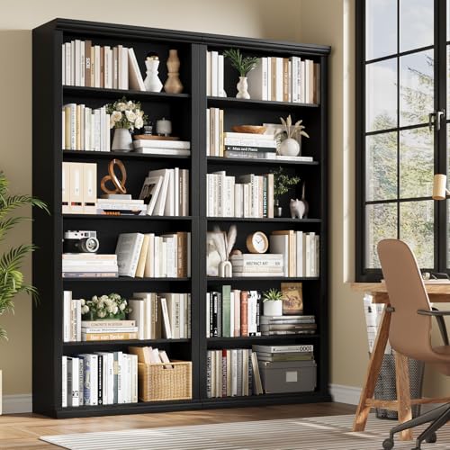 Bookcase and Bookshelves, 28" W Tall Bookshelf with Elegant Design, 6 Tiers Spacious Book Storage, Freestanding Book Organizer, Display Library Shelf for Home Office, Living Room & Study Room