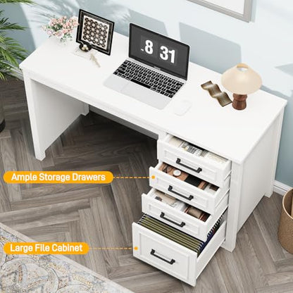 Farmhouse 49” Executive Desk with File Drawer, Cream White, view 6