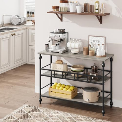 43" Console Table, 3-Tier Entryway Narrow Side Table with Shelves, Sofa Table for Living Room, Hallway, Bedroom, Rustic (Gray)
