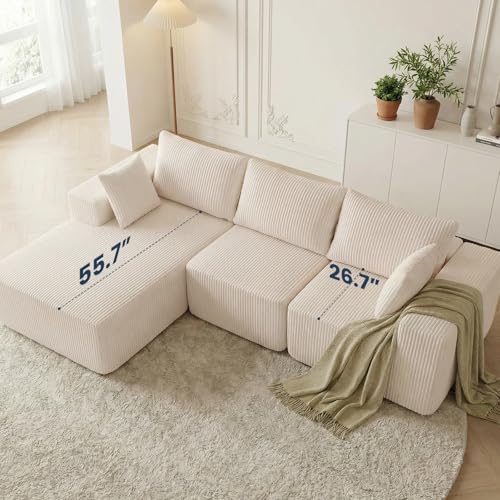 105" Modular Sectional Boneless Couch, Left Chaise L-Shaped Couch, view 3