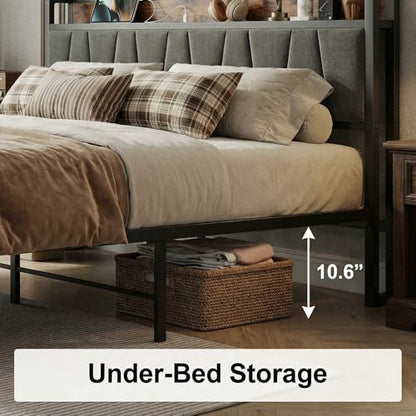 King Size Bed Frame with 2 Drawers and Charging Station, view 5
