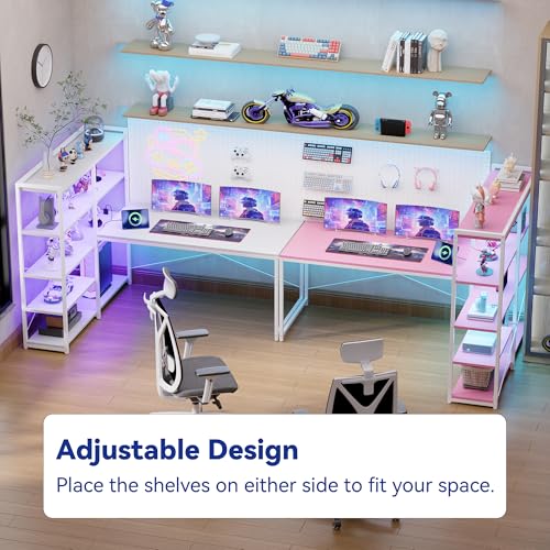 49 Inch L Shaped Gaming Computer Desk with Shelves and Storage, view 3