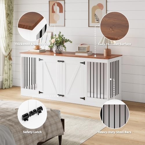 70.8" Double Dog Crate Furniture, Farmhouse Dog Crate TV Stand, view 5