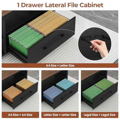 71" Executive Desk, L Shaped Office Desk with Widen File Drawers, view 7
