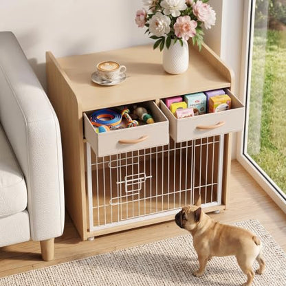24.4inch Dog Crate Furniture for Small Dogs with 2 Drawers, view 6