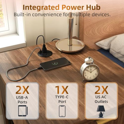Dog Crate Furniture End Table for Small Dogs with Charging Station (Brown), view 8