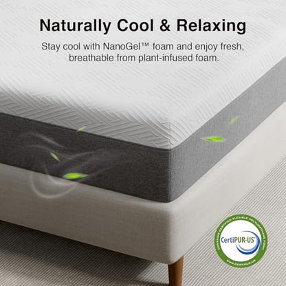 10 Inch Twin Size Memory Foam Mattress in a Box, Back Pain Relief & Body Support, Grey, CertiPUR-US Certified