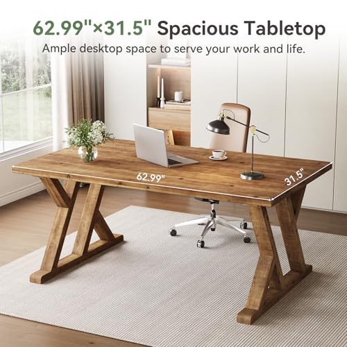 63" Solid Wood Executive Desk for Home Office, view 7