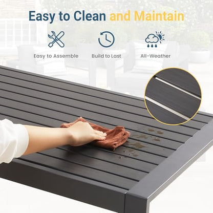 Outdoor Furniture Patio Coffee Table, Rectangle Outdoor Coffee Table, All-Weather Patio Metal Coffee Table for Balcony, Garden, Deck, Backyard, Grey