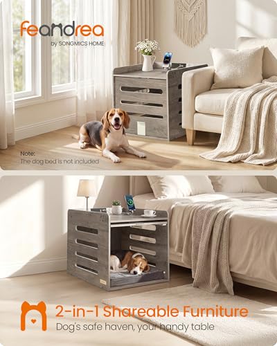 Modern Dog Crate Furniture, Charging Station, Flip-Up Hidden Door, view 3