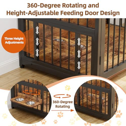 48 in Wooden Dog Crate Furniture with 2 Drawers Storage, view 4