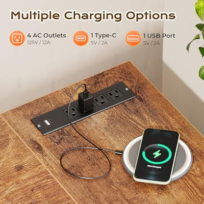 63 Inch L Shaped Desk with Power Outlets & 0.95 Inch Thicker Desktop, view 5