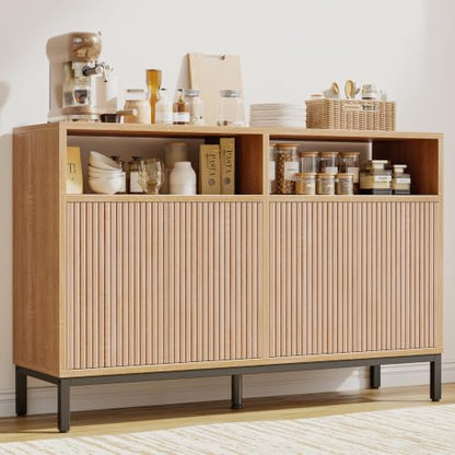 Sideboard Buffet Cabinet Storage, Modern Console Fluted Credenza, view 2