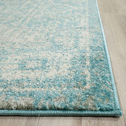 SAFAVIEH Area Rug 8x10 - Evoke Collection - Large - Light Blue & Ivory, Shabby Chic Distressed Design, Non-Shedding & Easy Cleaning, Ideal for Living Room, Bedroom, Office, Dining Space (EVK270D)